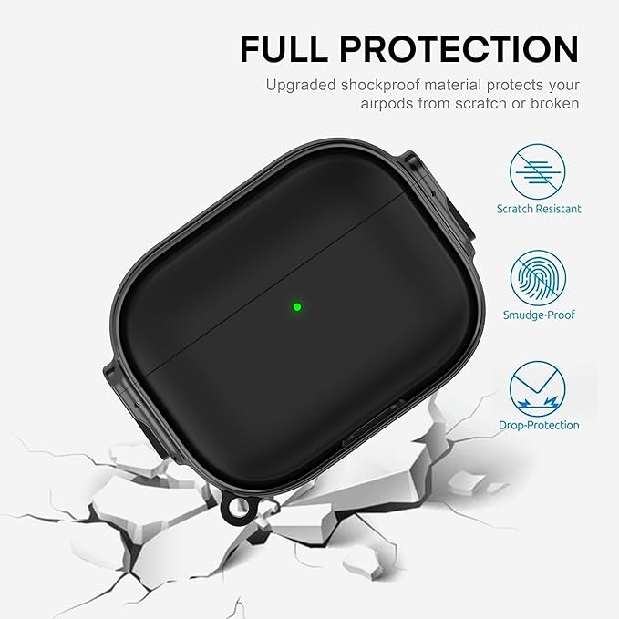 Maxjoy for AirPods Pro 3rd Generation Case with Lock, Cute AirPods Pro 3 Case Lock Protective Hard AirPod Pro 3 Cover for Women Men with Keychain for Airpod Pro 3rd Gen Cover 2025, Black