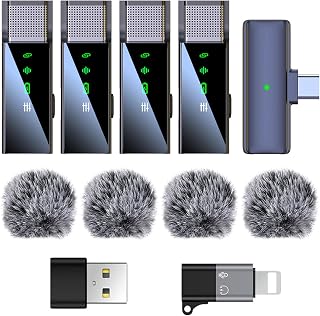 4 Pack Wireless Lavalier Microphone for iPhone Android Phone Pad PC - Image 1