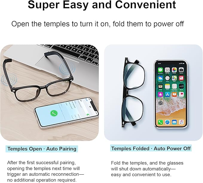 Smart Glasses for Men & Women with Photochromic Lenses, Bluetooth 5.3, Polarized, Blue Light Blocking, Open-Ear Speakers