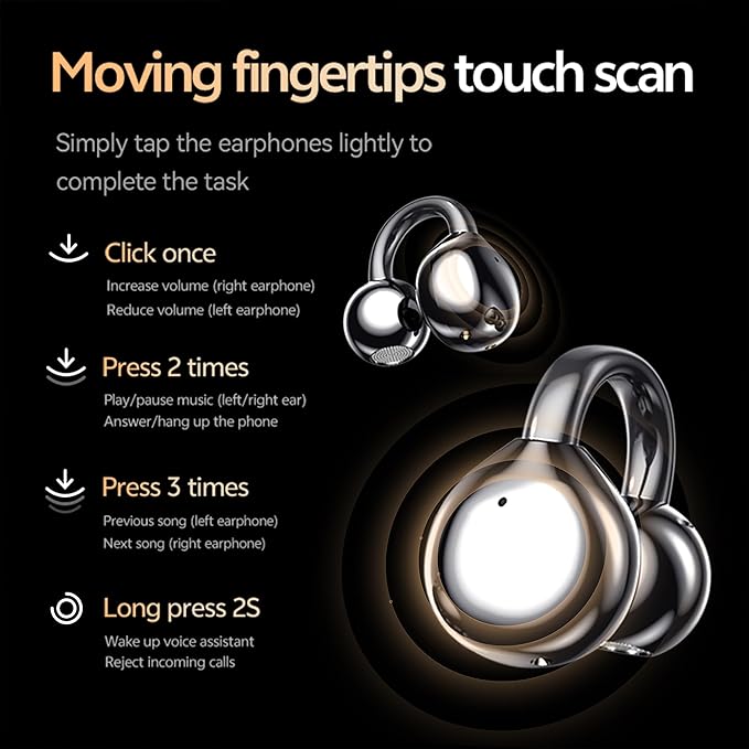 Clip On Open Ear Earbuds, Wireless Bluetooth 5.4 Headphones with Mic, Lightweight & Comfortable for Sports, Running,and Fitness,Bone Conduction,IPX5 Waterproof Noise Cancelling Earphones (Purple)