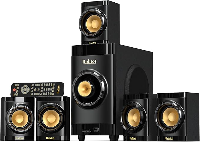 Bobtot Home Theater System Small 4" Subwoofer 200W 5.1/2.1 Channel Surround Sound System with ARC Optical Bluetooth Input