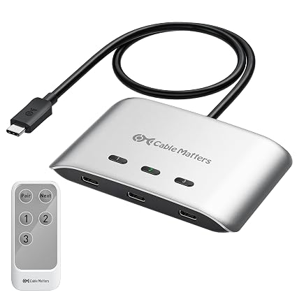 Cable Matters 20Gbps USB C KVM Switch, 3-in-1-Out, 140W PD Charging