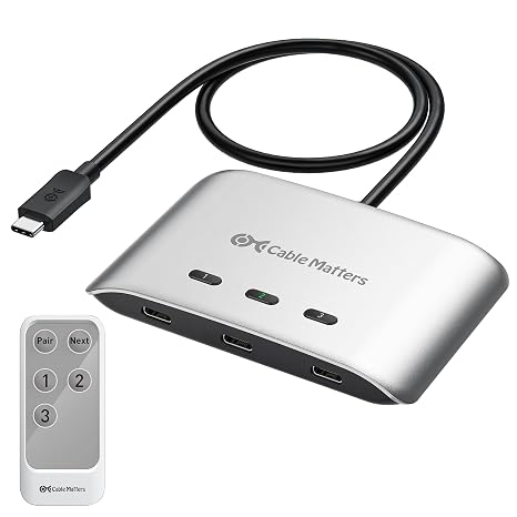 Cable Matters 20Gbps USB C KVM Switch, 3-in-1-Out, 140W PD Charging