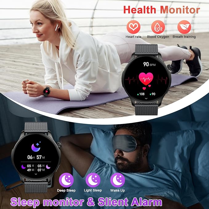 Smart Watch for Men Women Fitness: Make Answer Call Waterproof Digital Mens Watches Running Pedometer Smartwatch Android Phone iPhone Samsung Compatible Sleep SpO2 Heart Rate Monitor Step Tracker