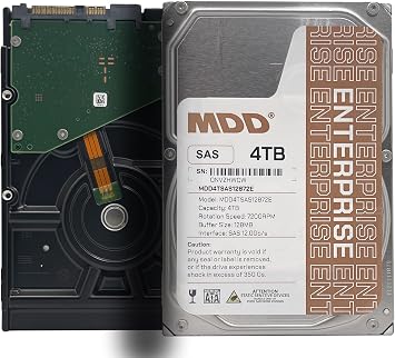 MDD MAXDIGITALDATA 4TB 7200RPM 128MB Cache SAS 12Gb/s 3.5inch Internal Enterprise Hard Drive (MD4TSAS12872E) - [NOT a SATA HDD] (Renewed)