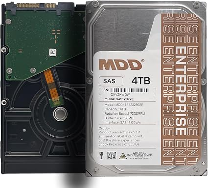 MDD MAXDIGITALDATA 4TB 7200RPM 128MB Cache SAS 12Gb/s 3.5inch Internal Enterprise Hard Drive (MD4TSAS12872E) - [NOT a SATA HDD] (Renewed)