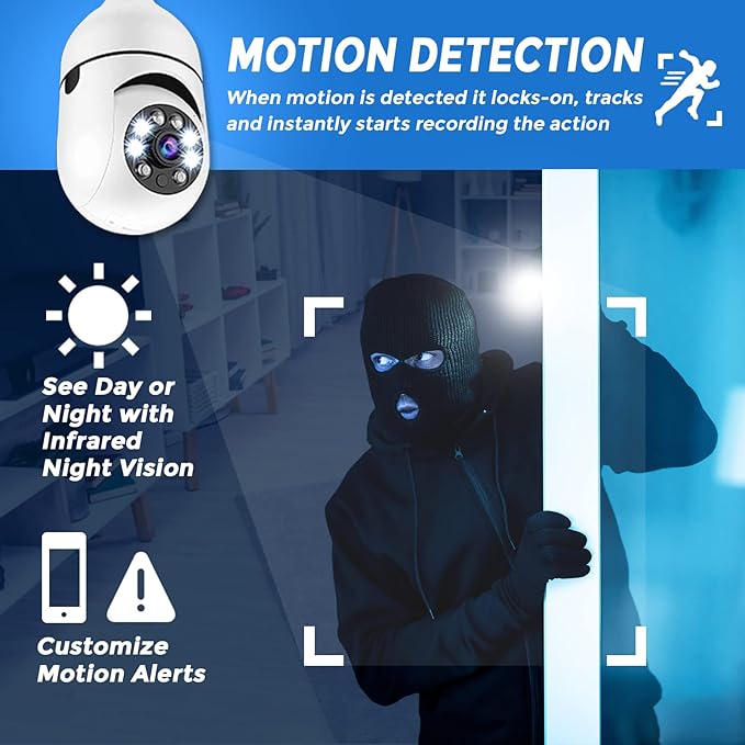 Security Camera, Two Way Talk 1080P HD Video WiFi Smart Camera, Indoor Outdoor Night Vision 360 Degree Motion Detection with SD Card