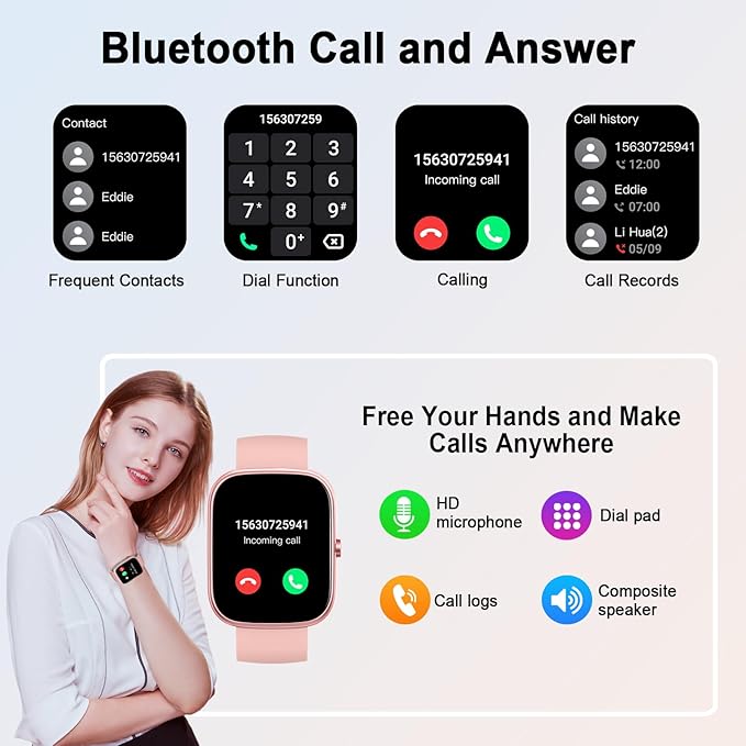 Smart Watch for Women (Answer/Make Call), 1.91"HD Smartwatch with Heart Rate/Sleep Monitor/Pedometer/Calories, 2026 Fitness Watch 110+ Sport Modes IP68 Waterproof Activity Tracker for Android iOS Pink