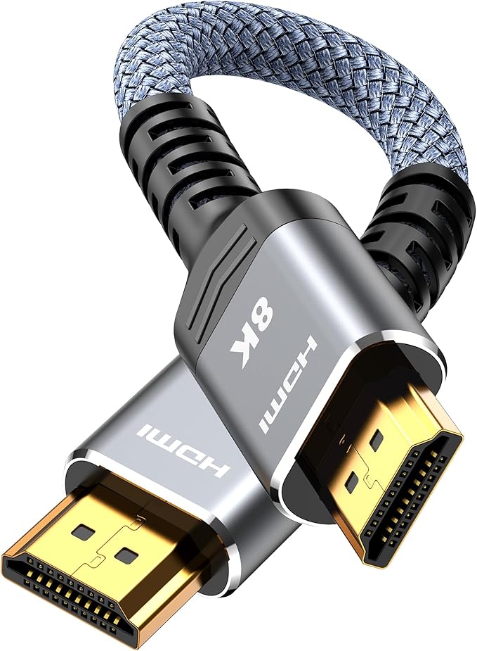 Highwings 4K Short HDMI Cable 0.5FT/0.15m - 4K@60Hz HDR Braided HDMI Cord, 18Gbps High Speed with Ethernet/ARC, 3D, HDCP 2.2, ARC, Compatible for PS-5/4/3/4K HDTV/Monitor/Projector/Streaming Media