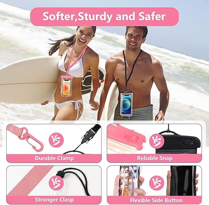 Waterproof Phone Pouch Bag - 7.5in Water Proof Cell Phone Case for Beach Travel, IPX8 Dry Bag with Lanyard for iPhone 16 15 14 Pro Max Galaxy S25+ S24+ Pixel 10 Pro, Cruise Ship Essentials