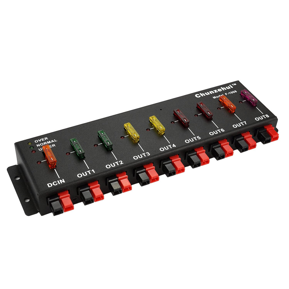 F-1008 Horizontal 9 Port 40A Connector Power Splitter Distributor Source Strip, 1 Input and 8 Output.