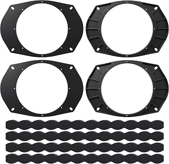 6x9 to 6.5 Speaker Adapter Spacer with Foam Strips, 4 Set