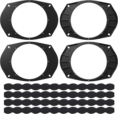 6x9 to 6.5 Speaker Adapter Spacer with Foam Strips, 4 Set