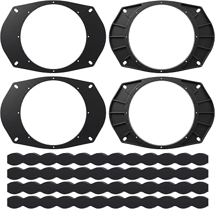 6x9 to 6.5 Speaker Adapter Spacer with Foam Strips, 4 Set