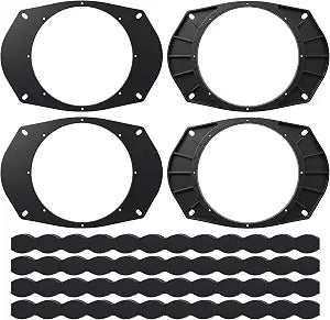6x9 to 6.5 Speaker Adapter Spacer with Foam Strips, 4 Set