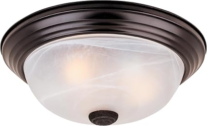 Designers Fountain 13 inch, Modern 2-Light Flush Mount Ceiling Light Fixture, Alabaster Glass Shade, for Bedroom, Hallway, Indoor Room Lighting, Durable Steel, Easy Install, Bronze, 1257M-ORB-AL