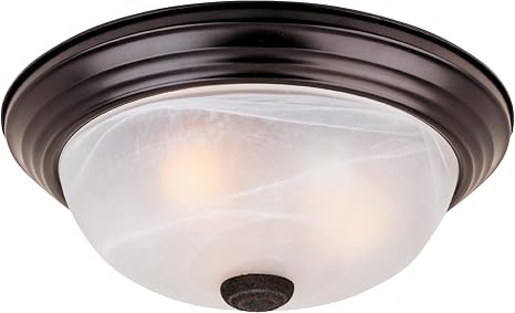 Designers Fountain 13 inch, Modern 2-Light Flush Mount Ceiling Light Fixture, Alabaster Glass Shade, for Bedroom, Hallway, Indoor Room Lighting, Durable Steel, Easy Install, Bronze, 1257M-ORB-AL
