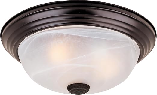 Designers Fountain 13 inch, Modern 2-Light Flush Mount Ceiling Light Fixture, Alabaster Glass Shade, for Bedroom, Hallway, Indoor Room Lighting, Durable Steel, Easy Install, Bronze, 1257M-ORB-AL