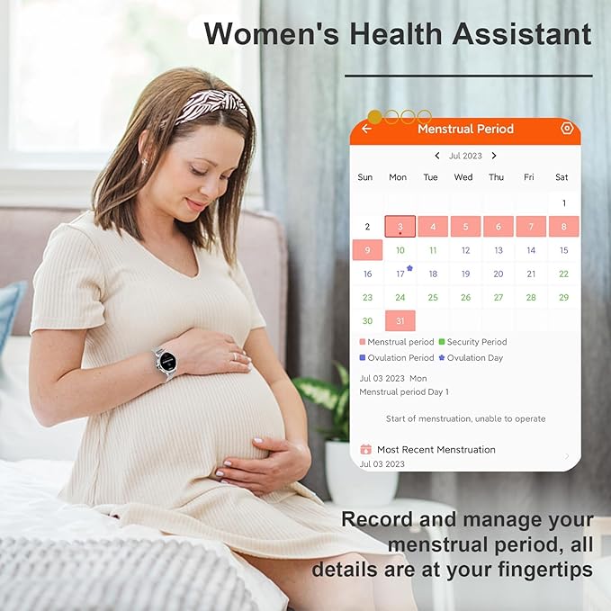 Smart Watches for Women, 1.3”HD Fitness Tracker with Blood Pressure/Heart Rate Monitor, Bluetooth 5.2 Make Calls Smart Watch for Android/iOS Phones, IP68 Waterproof Fitness Watch for Women
