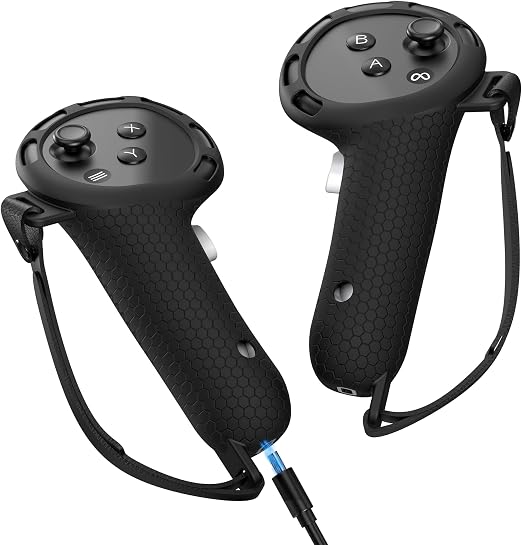 STARTRC GAMES Charging Controller Grip for Meta Quest 3/3s, Handle Battery Cover and Adjustable Knuckle Strap, Silicone Controller Grip with Rechargeable Batteries