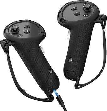 STARTRC GAMES Charging Controller Grip for Meta Quest 3/3s, Handle Battery Cover and Adjustable Knuckle Strap, Silicone Controller Grip with Rechargeable Batteries
