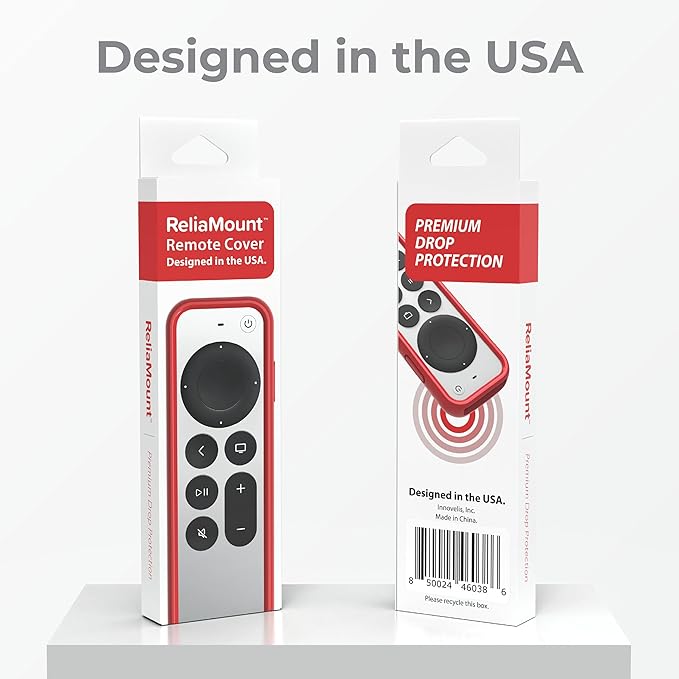 Case for Apple TV Remotes – Premium Drop Protection and Comfortable to Hold – Designed in USA (Premium Red with Soft Microfiber Lining)