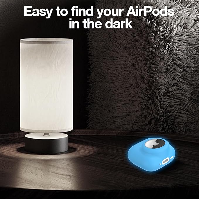 2 in 1 Silicone Case Compatible with AirPod 4 and AirTag 2/1, Shockproof Protective Skin Cover for AirPods 4th Generation with Cleaner Kit & Carabiner (Glow Blue)