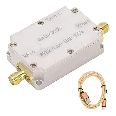 RF Wideband LNA Amplifier, 10MHz to 6GHz 30dB High Gain Low Noise Signal Boosting Module for Ham Radio SDR SMA Female Aluminum Alloy Case Type C 5V 1 Pack