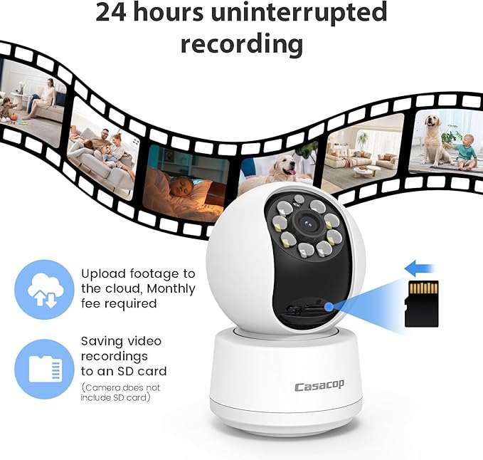 2K+ 360° Indoor Cameras for Home Security/Baby Monitor, Cat/Pet/Dog Camera with Phone app, 2-Way Audio smart Home Security Camera 2.4Ghz Night Vision Works with Alexa, No Monthly Fee
