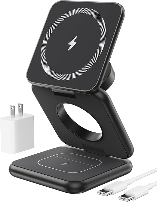 KU XIU Foldable 3-in-1 Magnetic Wireless Charging Station for Apple Devices