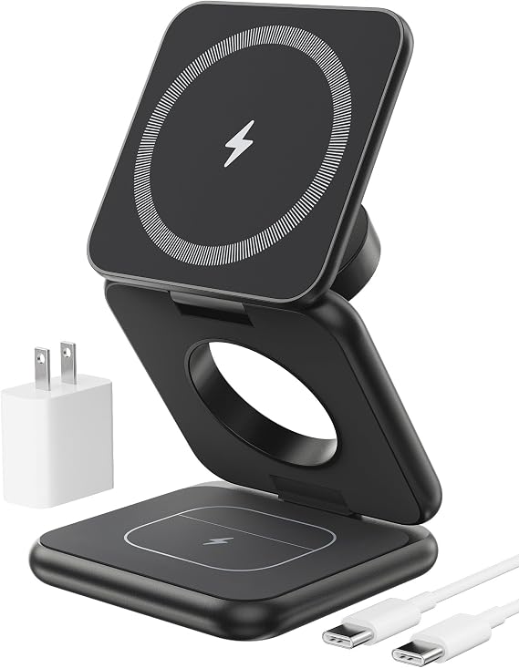 KU XIU Foldable 3-in-1 Magnetic Wireless Charging Station for Apple Devices