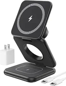 KU XIU Foldable 3-in-1 Magnetic Wireless Charging Station for Apple Devices