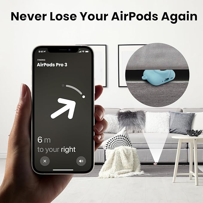 2 in 1 Silicone Case Compatible with AirPods Pro 3 and AirTag 2/1, Shockproof Protective Case Cover for AirPods Pro 3rd Generation 2025 with Cleaner Kit & Carabiner (Sky Blue)