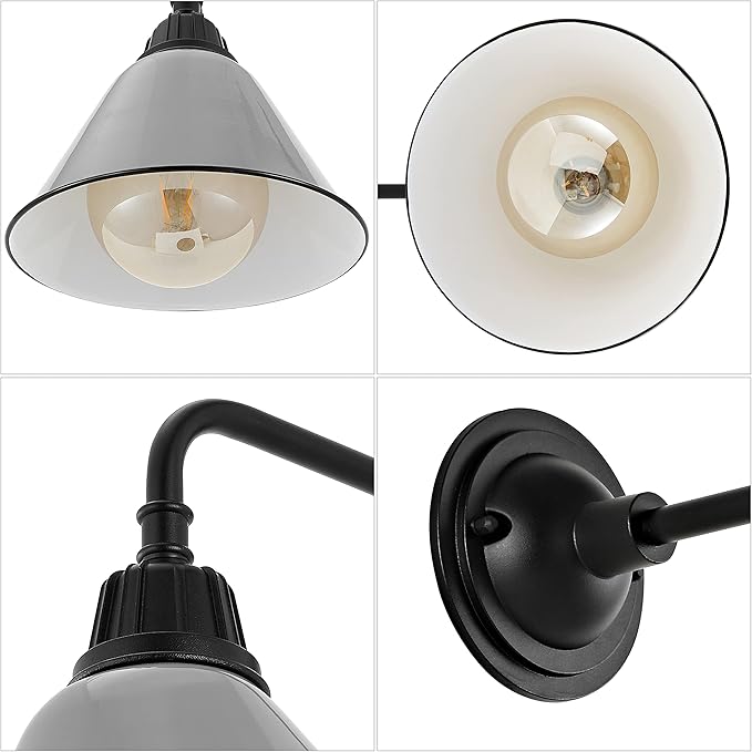 JONATHAN Y JYL7612D Croydon 9.63" 1-Light Farmhouse Industrial Indoor/Outdoor Iron LED Gooseneck Arm Outdoor Sconce Metal Bell Shade Vintage Cottage Rustic Porch Patio Yard Barn, Gray