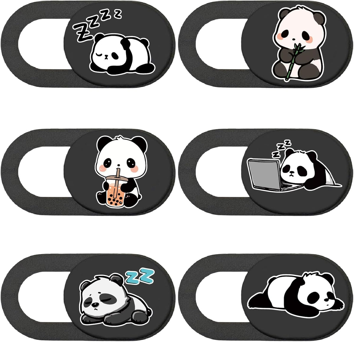 Panda Webcam Cover Slide — 6-Pack | Privacy Guard for Laptops & Phones