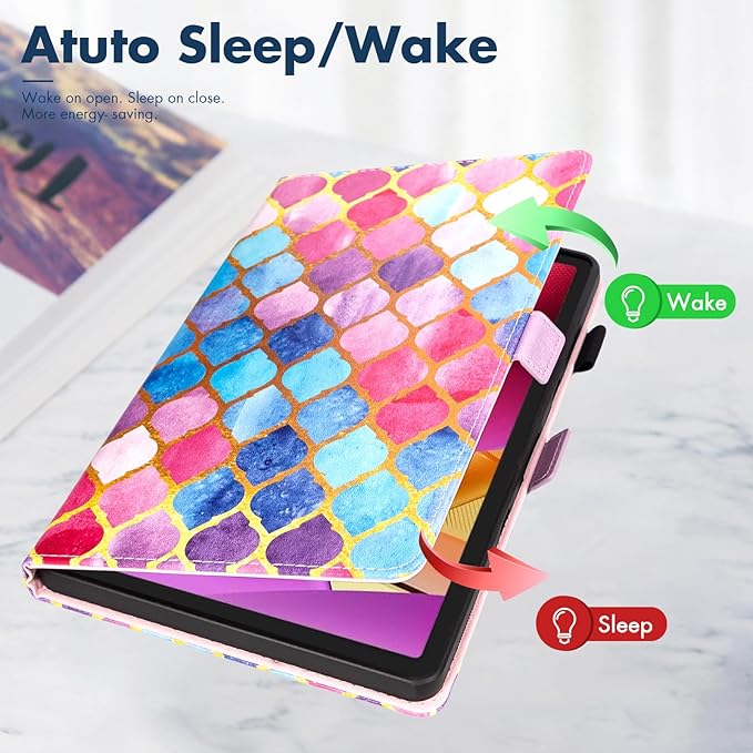 Dteck for Amazon Fire Max 11 Tablet Case 11" (13th Generation) 2023, PU Leather Shell TPU Back Cover Fold Stand Case with Auto Sleep Wake, Adjustable Viewing Angles, Cute Folio Case, Colorful Pink