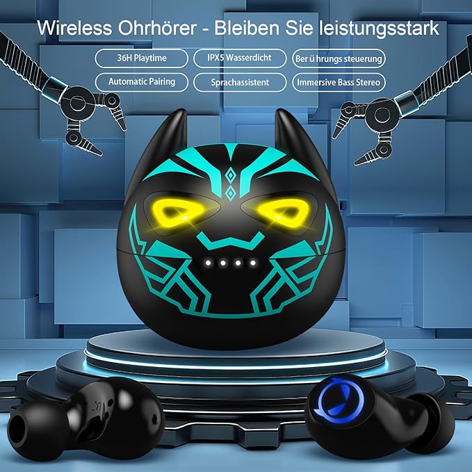 Kids Wireless Earbuds,Bluetooth in Ear Headphone with Microphone Comfort&Lightweight Earphone with Noise Cancellation,3D Surround Stereo Bass,Battery Life Portable Mini Charging Case for Sport.