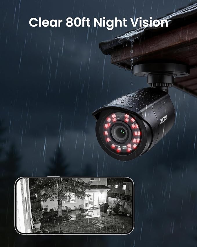 ZOSI 16CH 3K Lite Home Security Camera System,AI Human/Vehicle Detection,Night Vision,Remote Access,8pcs 1080p Outdoor Surveillance Cameras,16 Channel 1080P CCTV DVR with 2TB HDD for 24/7 Recording