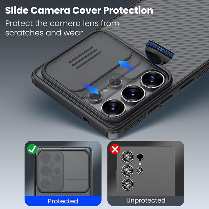 Nillkin Galaxy S25 Ultra Case, CamShield Pro for Samsung Galaxy S25 Ultra Case with Slide Camera Cover, S25 Ultra 5G Slim Phone Case 2025 6.86'' (Deep Gray)