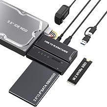 Universal 3-in-1 Hard Drive Enclosure - Tool-Free USB 3.2 10Gbps Type-C Adapter for NVMe M.2 (2230-2280), 2.5"/3.5" SATA & IDE HDDs, External SSD Reader for 3.5" IDE Drives - Image 1
