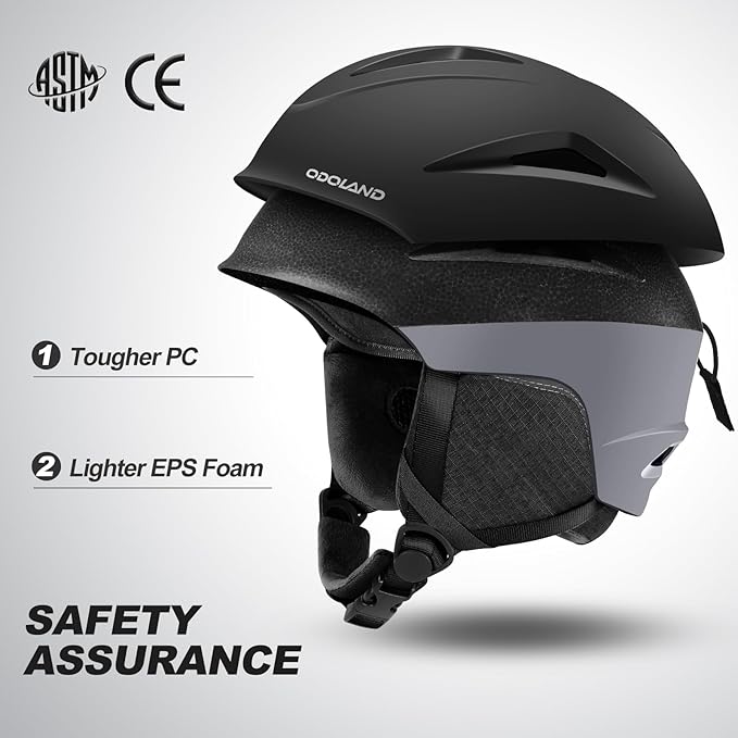 Odoland Ski Helmet, Snowboard Helmet with Ski Goggles for Adults and Youth, Audio Compatible, Shockproof, Windproof, Safety Snow Sports Helmet and Protective Glasses for Men Women