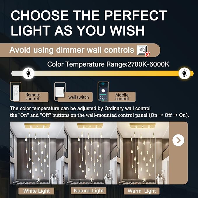 Rectangular Chandelier 24-Lights LED Dimmable Raindrop Chandeliers for High Ceiling Large Chandelier Light Fixture Gold High Ceiling Pendant Lights for Villa Living Room Staircase