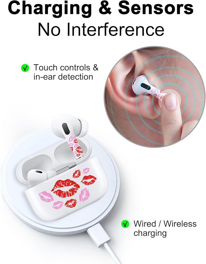 ROCKMAX for AirPods Sticker Skin Set, Earbud + Charging Case Wrap Decals with Applicator & Spare, Fits AirPods 1/2/3/4 & Pro/Pro 2/Pro 3, No Interference – Musical Notes Treble Clef