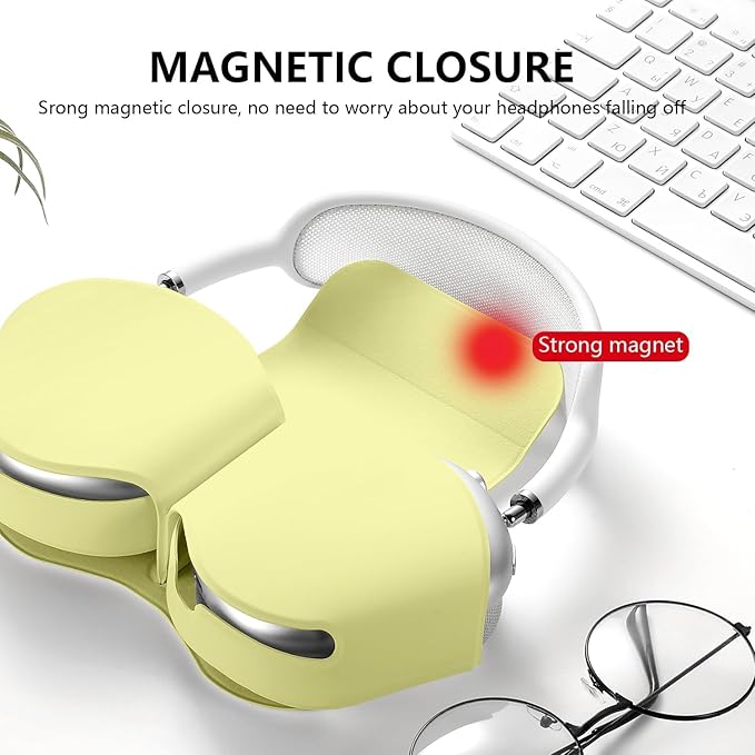 for Apple Airpods Max Case,Headphones Protective Case for AirPod Max Supports Sleep Mode, Anti-Scratch and Anti-Dust,Airpod Pro Max by PU Leather,Grass Yellow 2