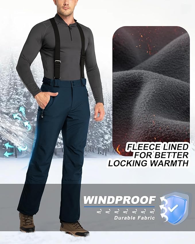 33,000ft Insulated Bibs for Men Snow Ski Pants Overalls Winter Waterproof Windproof Snowboard