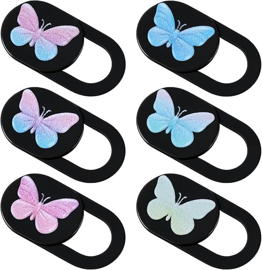 6 Pcs Slide Web Cam Privacy Blocker 0.73''x0.35'' Webcam Cover Slide Butterfly Design Ultra-Thin Laptop Camera Cover for Smartphone Laptop Desktop Computer Tablet to Protect Your Privacy Security