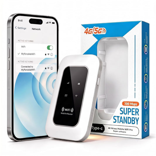 4G LTE Portable WiFi Router, Unlocked Mobile Hotspot with SIM Card Slot, Wireless Internet Travel Modem for RV Camping, Remote Work, and Road Trips, Up to 300 Mbps High-Speed Connection