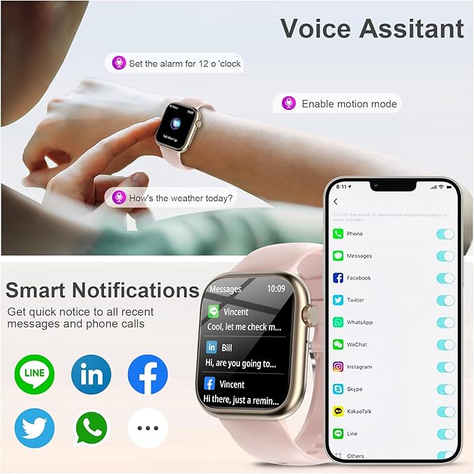 GADIXY Smart Watches for Women Answer/Make Calls, 1.83" HD,7 Day+ Battery Fitness Watch with Heart Rate/Sleep Monitor, 110 Sports Activity Trackers, IP68 Women Smartwatch for Android/iOS,Pink
