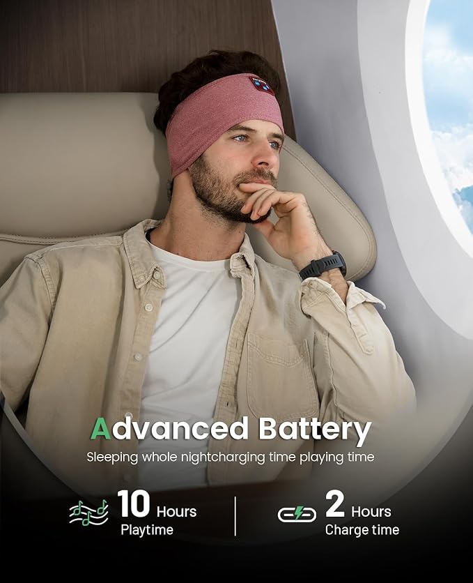 Perytong 2 Pack Sleep Headphones Bluetooth 5.4 Headband, Sleeping Headband Headphones with Ultra-Thin Stereo Speaker for Side Sleepers, Wireless Sweat Resistant Sport Headband for Workout
