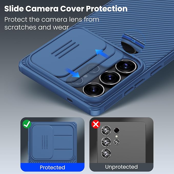 Nillkin CamShield Pro for Samsung Galaxy S25 Ultra Case with Slide Camera Cover Slim Phone Case 2025 6.9'' (Blue)
